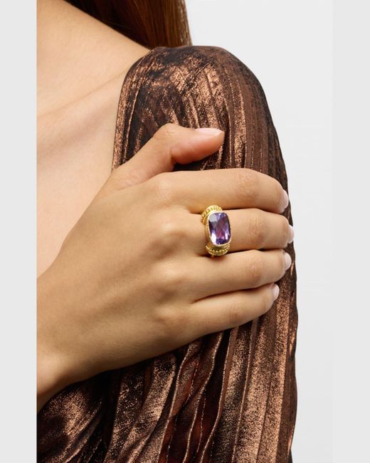 Elizabeth Locke Pink 19k Horizontal Oval Amethyst Ring With Granulation, Size Us 6.5