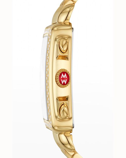 Michele Metallic Deco Gold Diamond Bracelet Watch