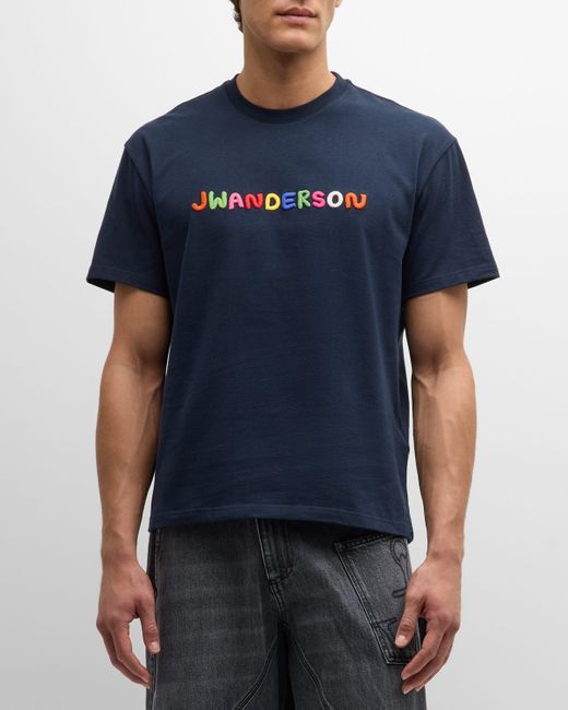 J.W. Anderson Blue Logo Embroidery T-Shirt for men