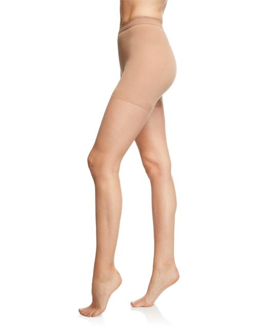 Donna Karan White Nudes Tone-matching Tights W/ Sandal Toe