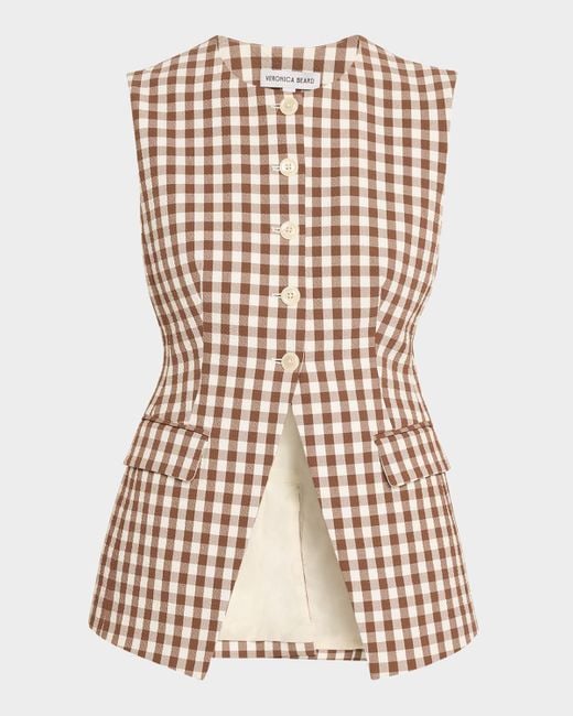 Veronica Beard Multicolor Lois Gingham Tailored Vest