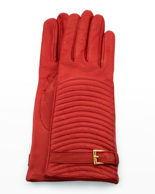 Portolano Red Cashmere-lined Napa Belt Gloves