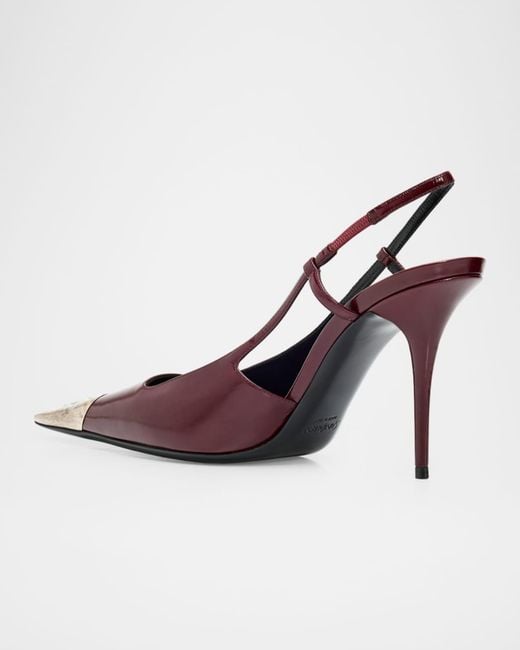 Saint Laurent Pink Cap-Toe Slingback Pumps