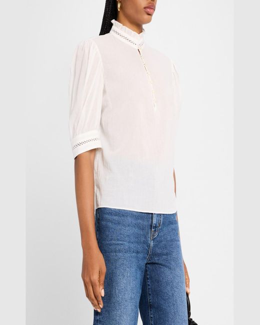 FRAME White The Ruffle Collar Top