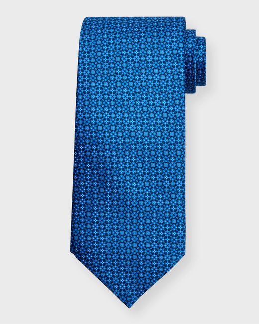 Stefano Ricci Blue Micro-print Silk Tie for men