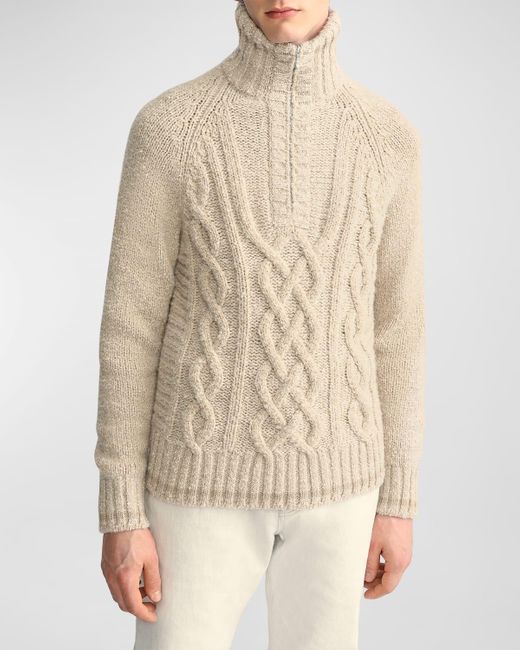 Loro Piana Mezzocollo Cashmere-knit Half-zip Sweater in Natural for Men ...