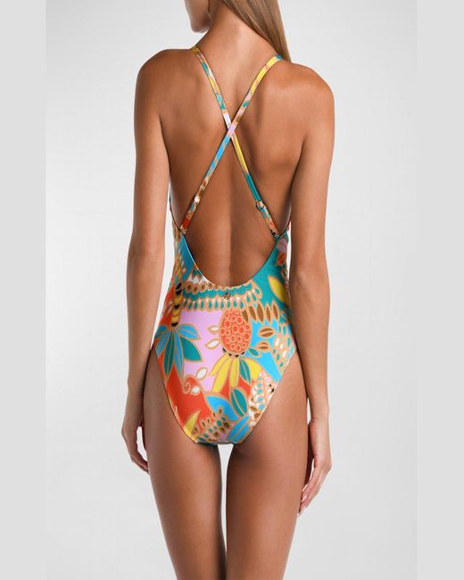 Sunshine 79 Multicolor Under The Tahitian Sun V-Plunge One-Piece Swimsuit