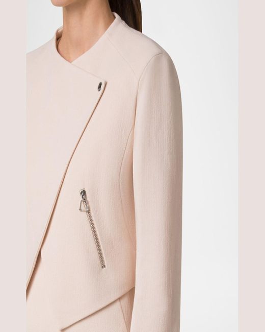 Akris Natural Ariel Asymmetric Wool Crepe Jacket