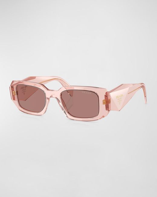 Prada Pink Rectangle Acetate Sunglasses
