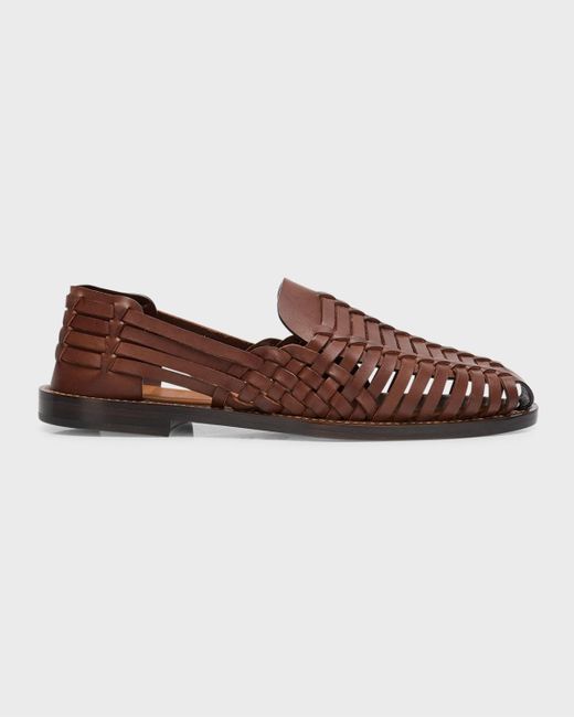 Brunello Cucinelli Brown Huarache Leather Fisherman Sandals for men