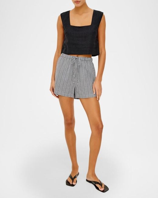 Rails Gray Jenner Gingham Drawstring Shorts