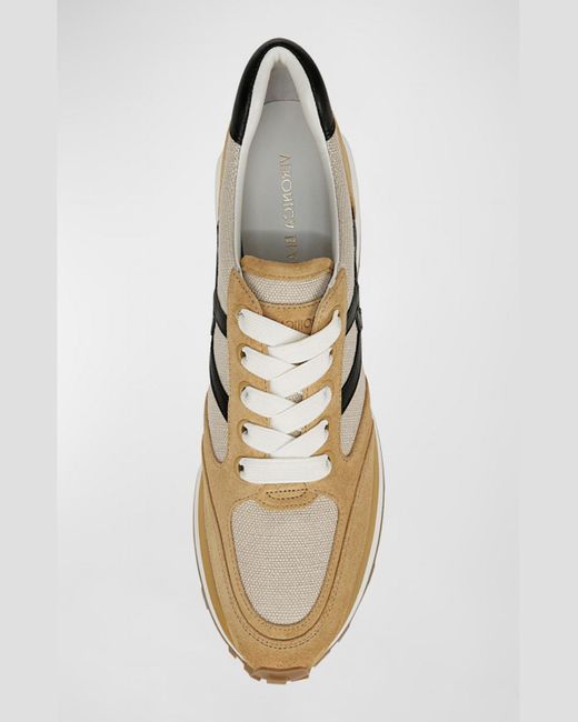 Veronica Beard Natural Valentina Mixed Leather Retro Sneakers