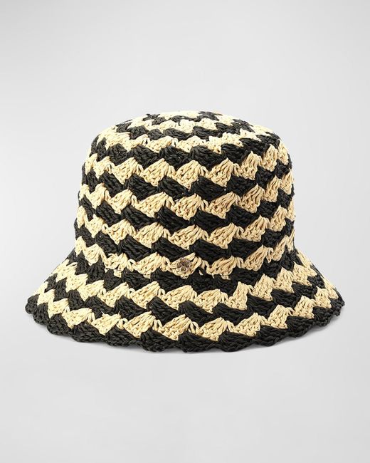 Kate Spade Natural Seaside Stripe Crochet Bucket Hat
