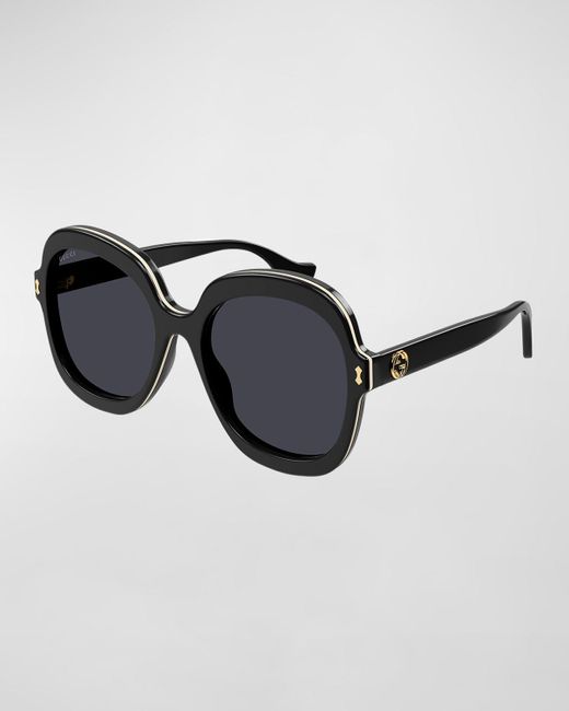 Gucci Oval Frame Sunglasses in Black Lyst