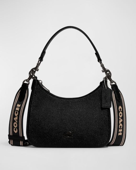 COACH Black Zip Leather Crossbody Bag
