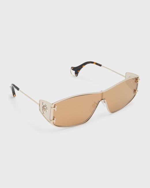 Emilio Pucci Natural Metal & Acetate Shield Sunglasses