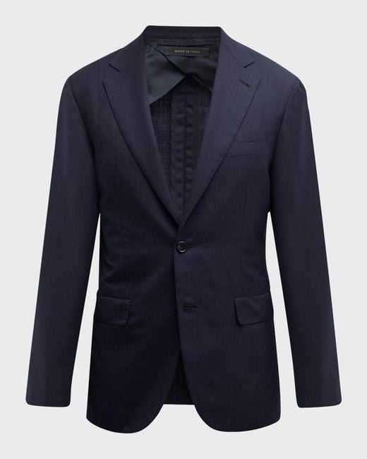 Brioni Blue Apos;S Solid Wool-Silk Blazer for men