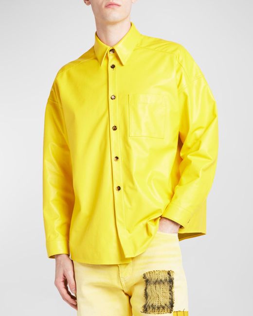 Marni Yellow Leather Button-front Shirt for men