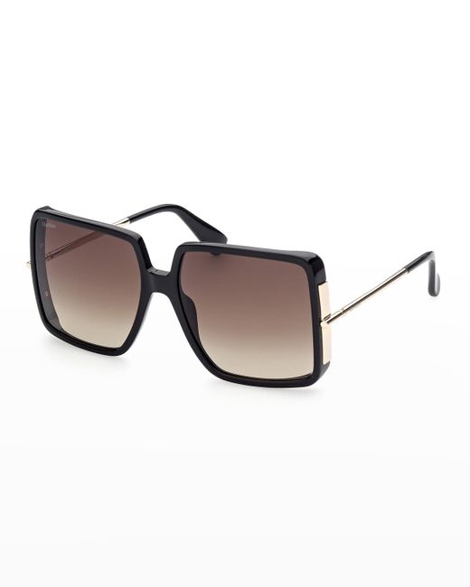 Max Mara Brown Malibu Square Acetate Sunglasses
