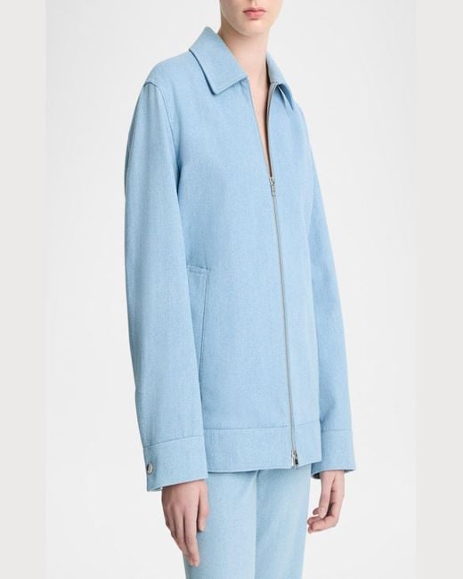 Vince Blue Zip-Front Twill Jacket