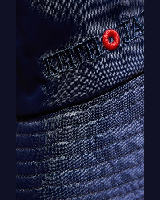 Keith James Blue Logo Nylon Bucket Hat for men