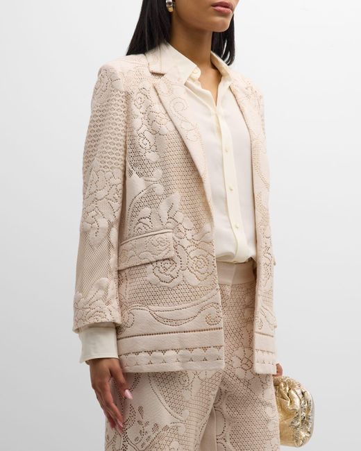 Kobi Halperin Natural Joie Open-Front Floral Lace Jacket