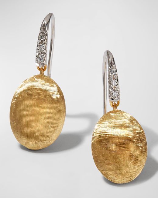 Marco Bicego Metallic Siviglia 18k Gold Hook Earrings With Diamonds