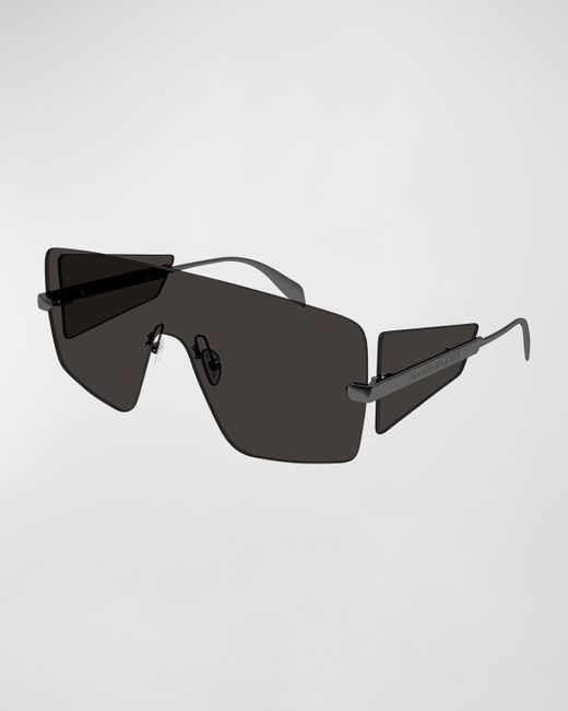 Alexander McQueen Black Oversized Metal Shield Sunglasses for men