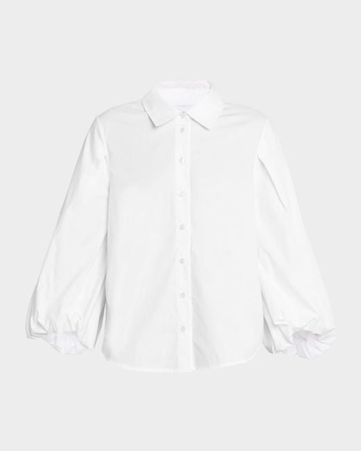 Tanya Taylor Women's White Marina Voluminous Button-Front Shirt