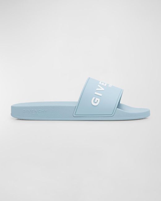 Givenchy Blue Leather Logo Slide Sandals for men