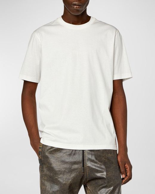 DIESEL White T-Must-Slits-N2 Logo Address T-Shirt for men