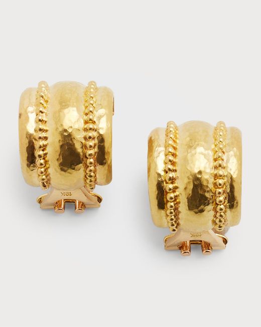Elizabeth Locke Metallic Amalfi Granulated 19k Gold Huggie Earrings