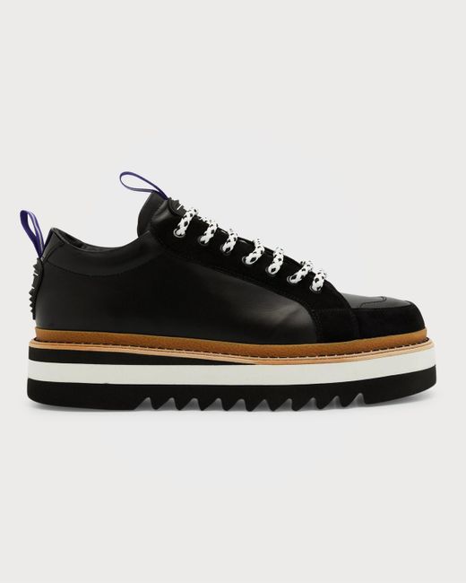 Moschino Black City Trainer Leather Low-Top Sneakers for men