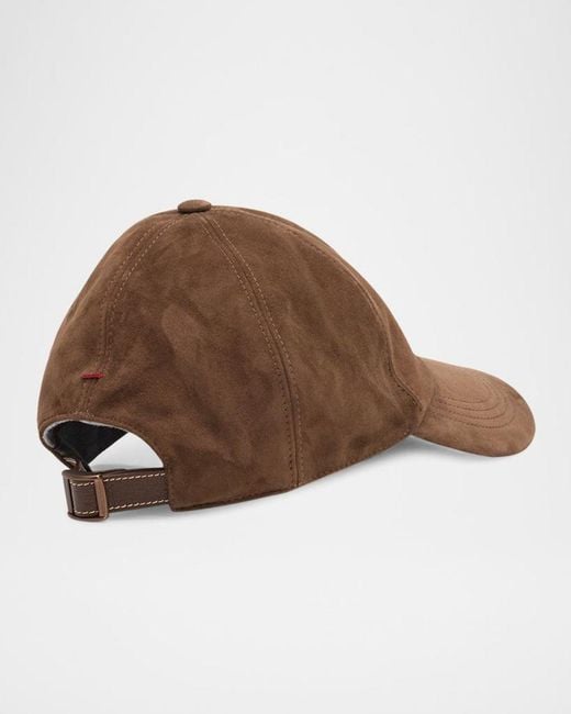 Brunello Cucinelli Brown Apos;S Logo Suede Baseball Cap for men
