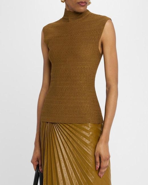 A.L.C. Brown Jada Mock-Neck Top