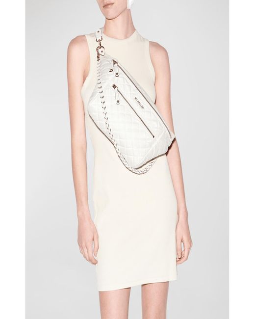 MZ Wallace White Crosby Quilted Crossbody Sling Bag