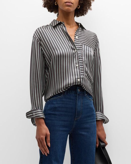 Rails Gray Spencer Multi-Striped Silk Shirt