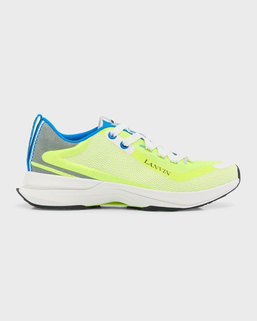 Lanvin Green Mesh And Suede Runner Sneakers for men