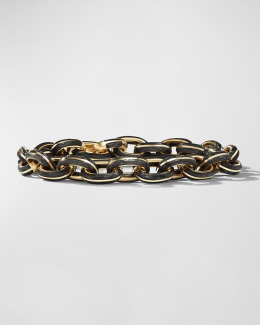 David Yurman Multicolor Forged Carbon Link Bracelet In 18k Gold, 11mm for men