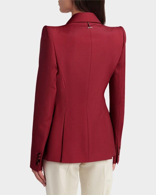 McQueen Red Certified Wool Mohair Single-Breasted Jacket