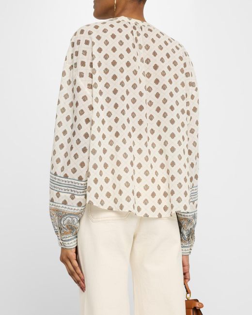 Veronica Beard Natural Lollie Button-Front Blouse