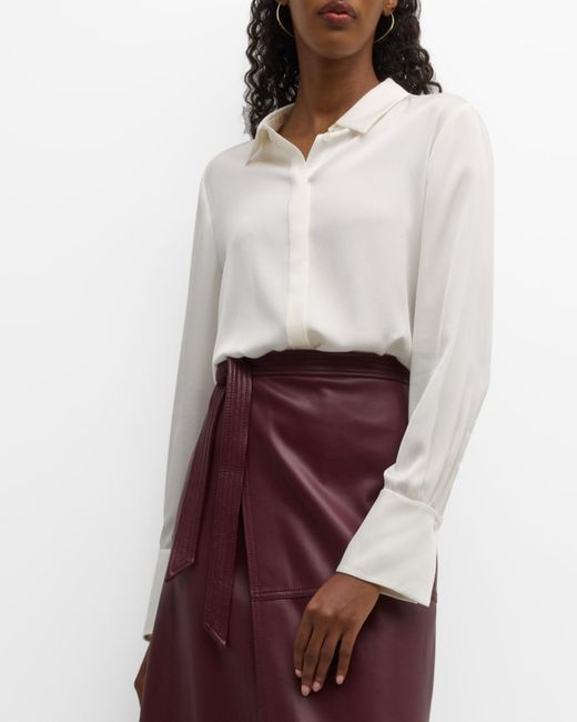 Kobi Halperin White Larissa Split-Cuff Button-Down Blouse