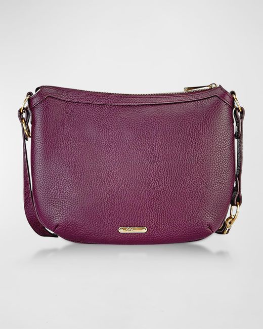 Gigi New York Purple Stevie Zip Pebble Leather Shoulder Bag