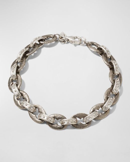 Armenta Metallic Sterling Textured Link Bracelet for men