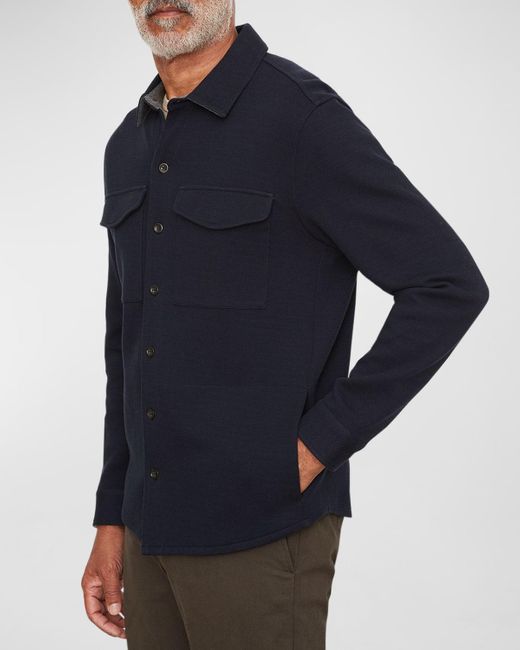 Vince Blue Solid 4-Pocket Shirt Jacket for men