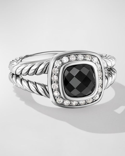 David Yurman Metallic Petite Albion Ring With Gemstone And Diamonds In Silver, 7mm