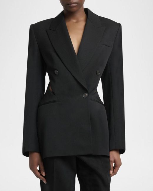 Givenchy Black Slash Cutout Double-Breasted Blazer Jacket