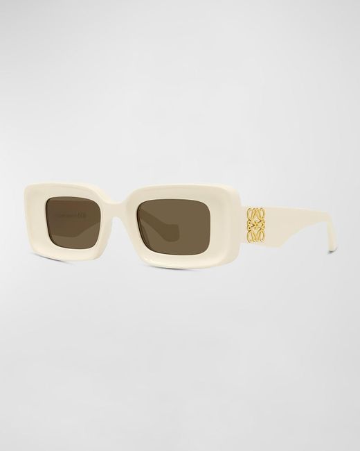 Loewe Natural Anagram Beveled Acetate Rectangle Sunglasses