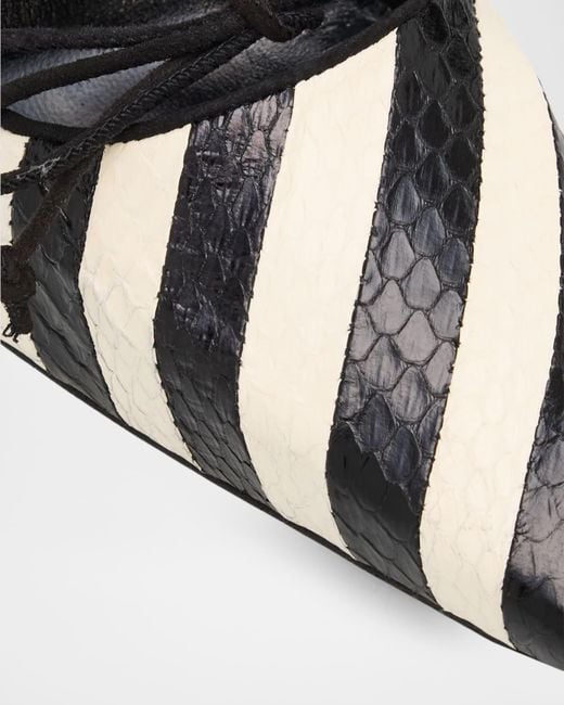 Manolo Blahnik Multicolor 90Mm Trillo Striped Python And Suede Pumps