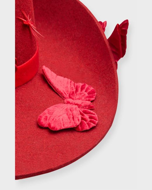 Gigi Burris Millinery Red Britney Butterfly Applique Felt Cowboy Hat